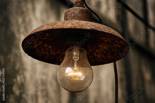 Vintage weathered outdoor lighting fixture with traditional incandescent bulb