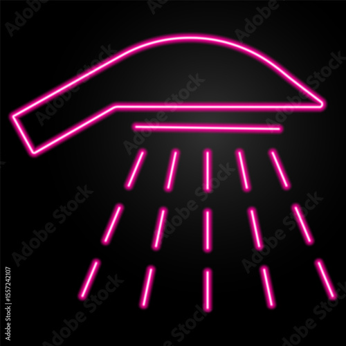 shower neon sign, modern glowing banner design, colorful modern design trend on black background. Vector illustration.