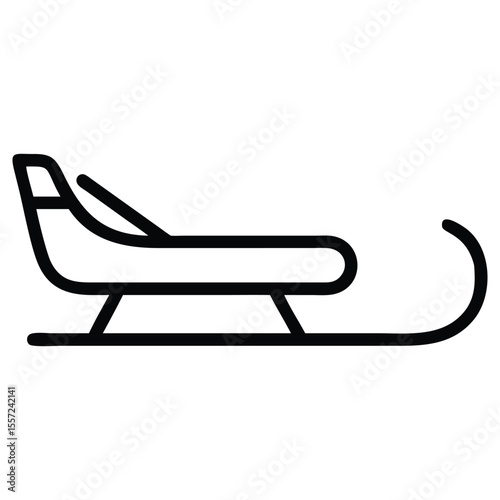 Simple line drawing of a winter snow sled for winter activities