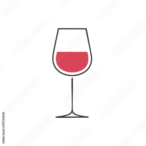 Simple red wine glass icon minimalist design