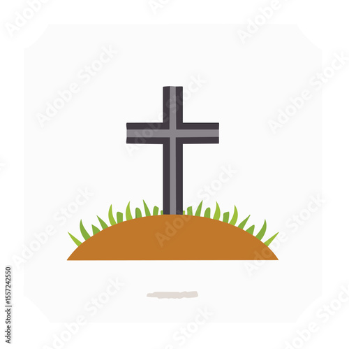 Simple grave cross illustration christian burial symbol