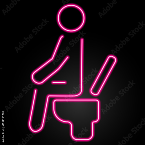 toilet neon sign, modern glowing banner design, colorful modern design trend on black background. Vector illustration.