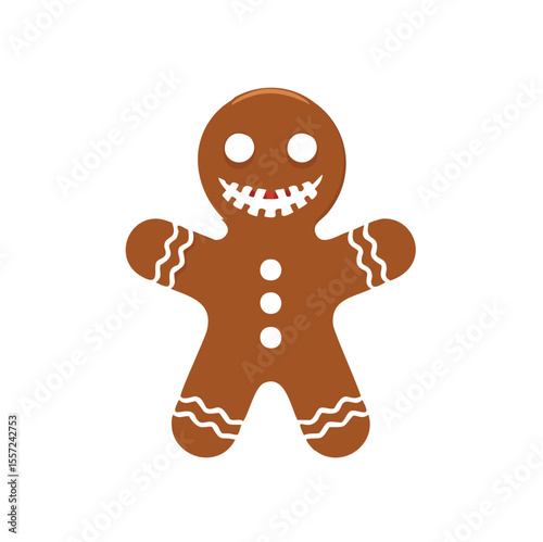 Spooky smiling gingerbread man christmas cookie