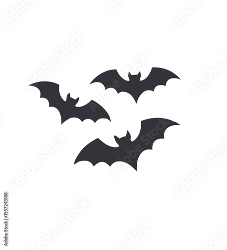 Three bats flying halloween night spooky scary