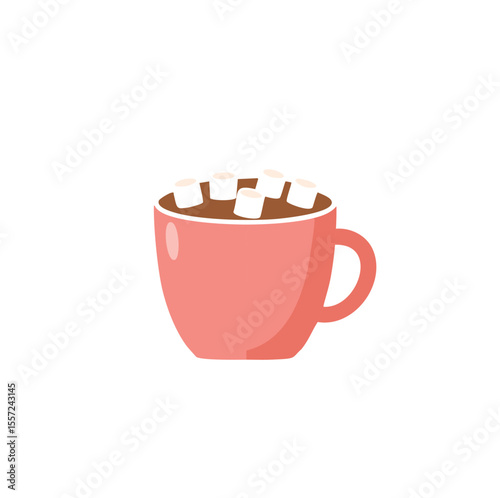 Warm cozy hot chocolate with marshmallows winter drink