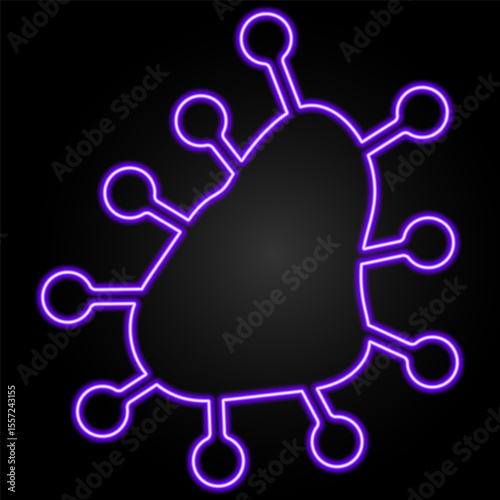 virus neon sign, modern glowing banner design, colorful modern design trend on black background. Vector illustration.