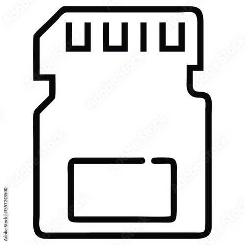 Simple outline illustration of a Micro SD card memory for digital storage