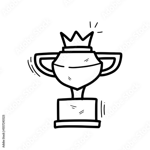 Hand Drawn Trophy Cup Illustration. Doodle Vector. Isolated on White Background - EPS 10 Vector