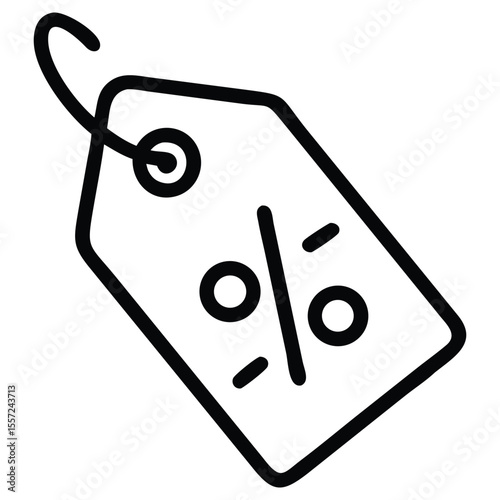 Simple outline illustration of a price tag with a percent symbol