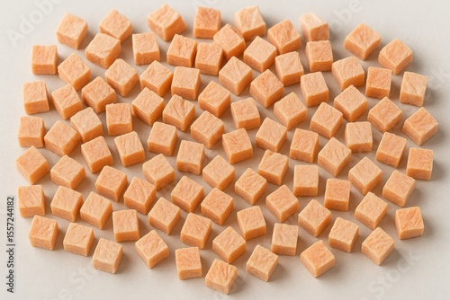 Tiny freeze-dried salmon bites for pet snacks