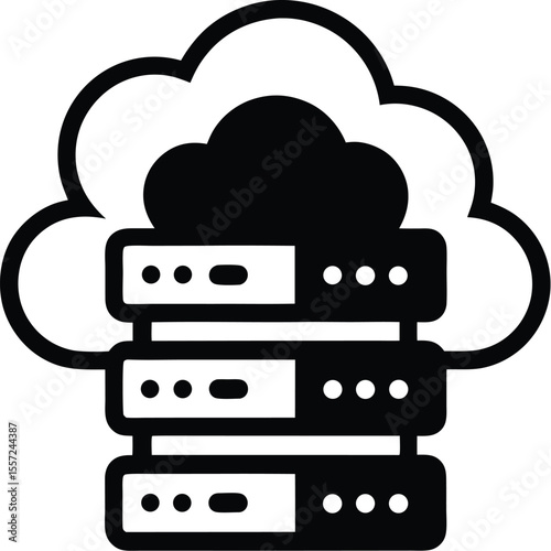 cloud server icon, data connection graphic, storage network symbol