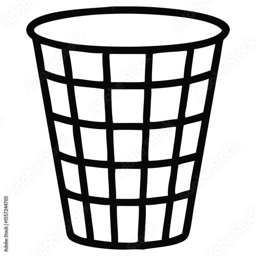 Simple outlined wastebasket for use in minimalist print, web, and app designs