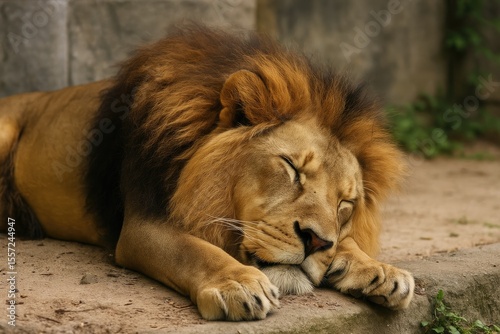 Resting big cat in wildlife sanctuary