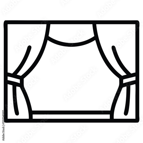 Simple stage curtain line art icon for performance design needs