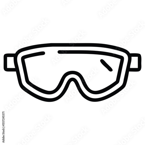 Ski goggles outline icon, winter sports eyewear accessory design element