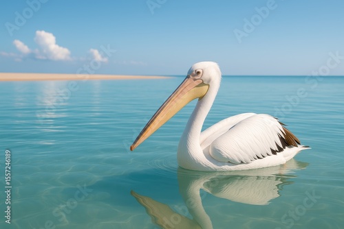 Serene waters with a lone pelican