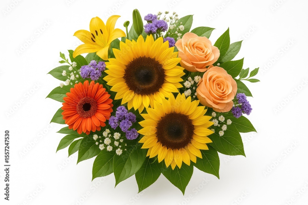 Naklejka premium Close-up of a floral arrangement on a white background