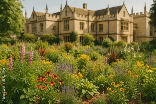 Garden vegetation surrounding a structure