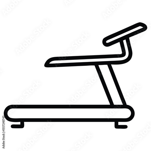 Treadmill running machine icon in outline style for fitness app