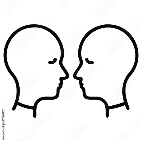 Two human head profile outline for psychology or relationship concepts