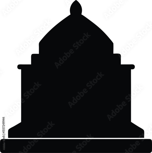 Elegant Dome Building Silhouette Architectural Vector Illustration