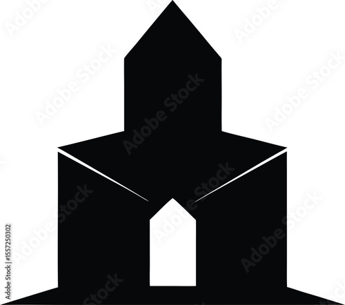 Modern Minimalist Church Building Icon Simple Architectural Vector Illustration
