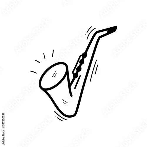 Hand Drawn Saxophone Illustration. Doodle Vector. Isolated on White Background - EPS 10 Vector