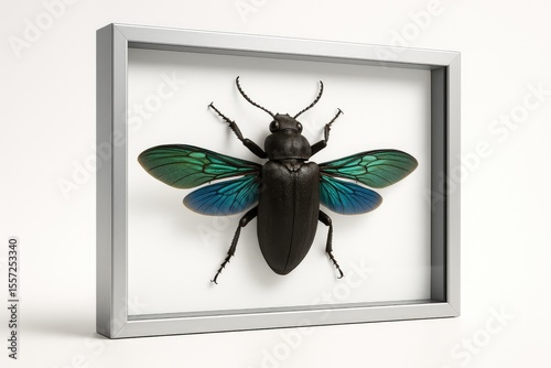 Enormous bug showcased inside a glass enclosure