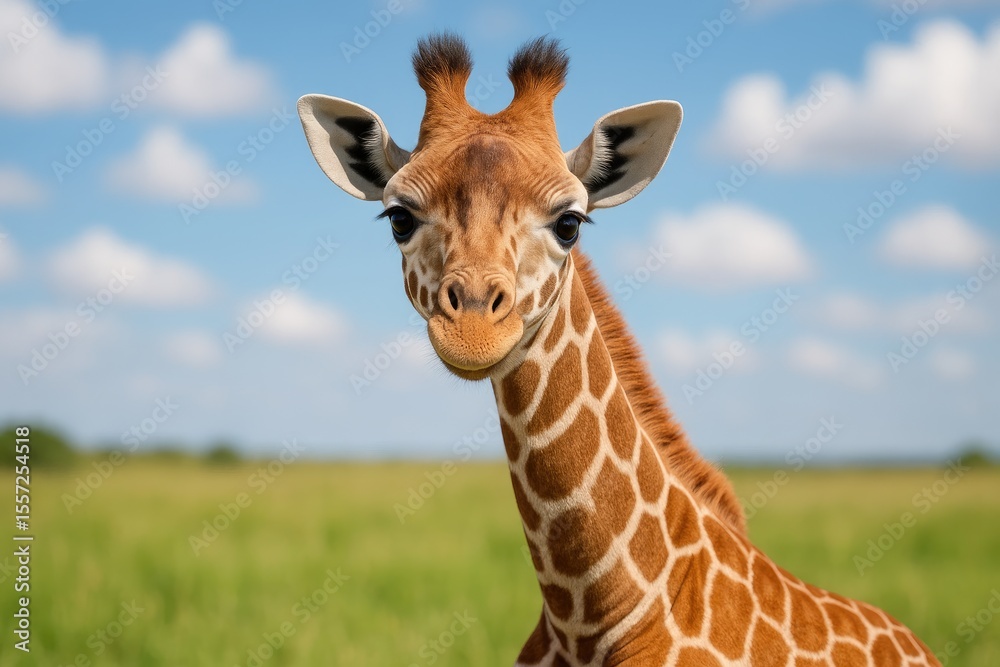 Naklejka premium Giraffes are gentle and adorable, not intimidating.