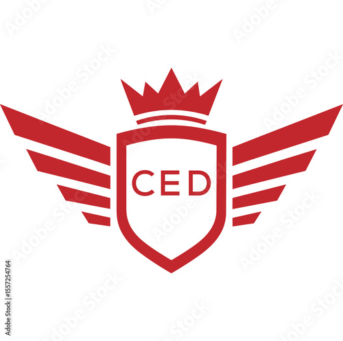 Royal Shield Logo with Wings and Crown –CED Elite Security or Premium Brand Identity Design

