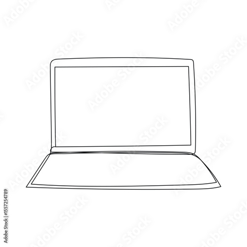Continuous Line Drawing of Laptop Icon. Hand Drawn Symbol Vector Illustration, Laptop Single Line Icon, One line drawing of laptop gadget, continuous single line drawing of laptop computer,