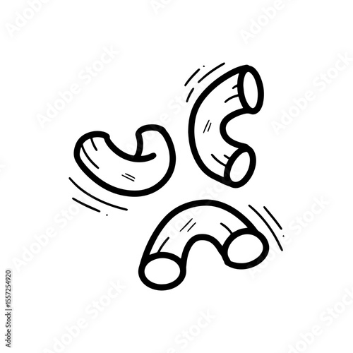 Hand Drawn Macaroni Illustration. Doodle Vector. Isolated on White Background - EPS 10 Vector