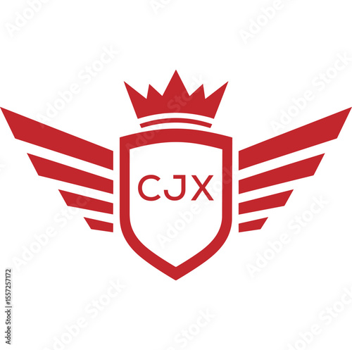 Royal Shield Logo with Wings and Crown –CJX Elite Security or Premium Brand Identity Design
