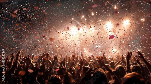 Wallpaper Mural festival crowd dancing under colorful confetti and bright lights, celebration Torontodigital.ca