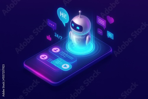 24/7 AI Virtual Assistant Bot Hologram Interface on Smartphone