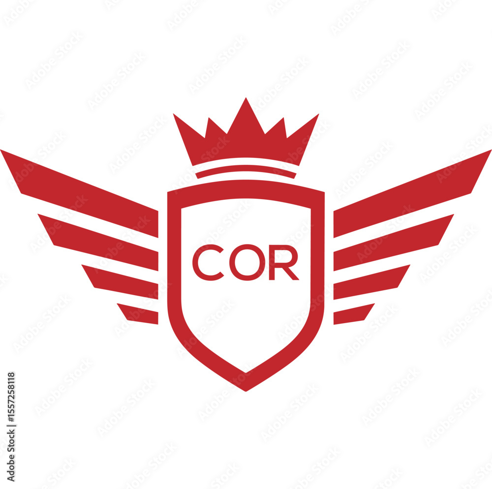 Royal Shield Logo with Wings and Crown –COR Elite Security or Premium Brand Identity Design
