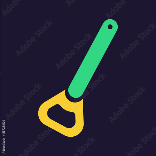 Bottle opener. Kitchenware icon. Color vector kitchen utensil and tool. Cutlery illustration
