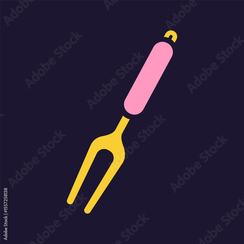 Meat fork. Kitchenware icon. Color vector kitchen utensil and tool. Cutlery illustration