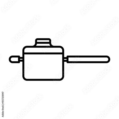 Stewpan. Kitchenware icon. Line vector kitchen utensil and tool. Cutlery illustration