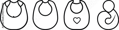 Adorable Baby Bib Designs, Cute Outline Illustrations for Apparel, Nursery Decor, and More