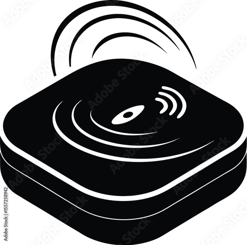 hologram charging pad silhouette, wireless projection device, modern tech icon