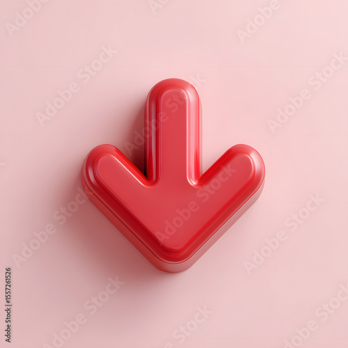 A vibrant red downward-pointing arrow icon on a soft pink background.