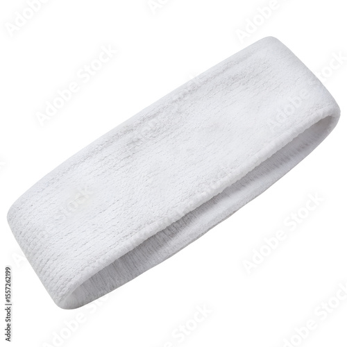 White cotton terrycloth headband isolated on transparent background
