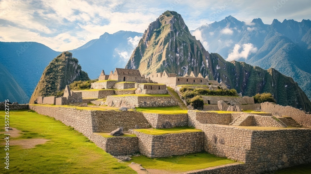 Obraz premium Ancient Andean city nestled in mountains