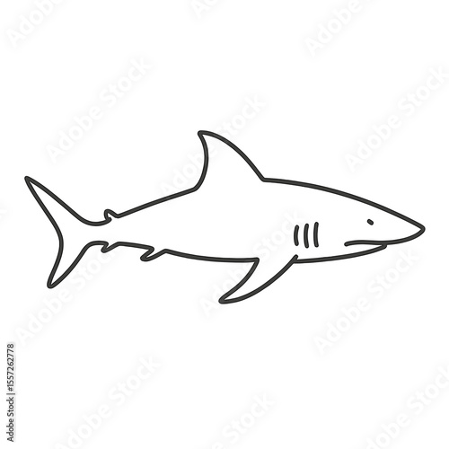 Outline drawing of a shark swimming in the ocean  