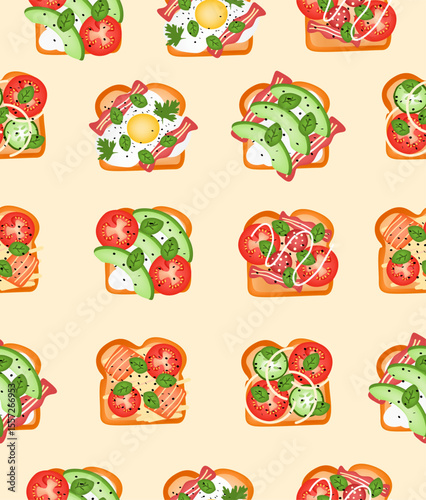 Sandwich pattern on a beige background.