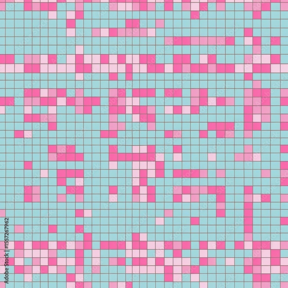 Fototapeta premium Abstract pastel pink and blue square mosaic tile pattern background texture