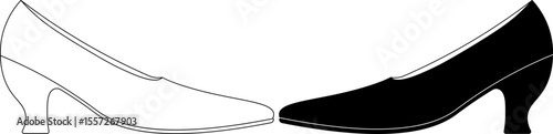 side view Spool heel shoe icon set
