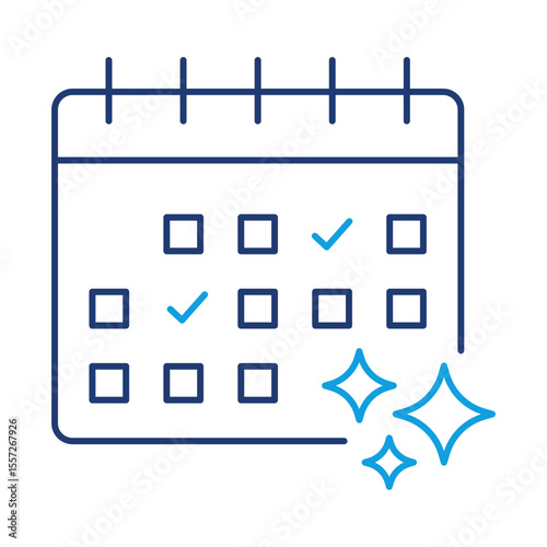 Outline icon of AI Scheduler. Automated Time Management, Task Scheduling, Smart Calendar, AI-Powered Solutions, Time Optimization, Digital Assistant. Outline style