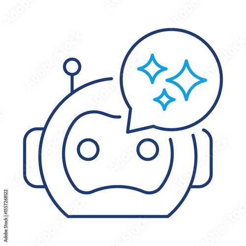 Outline icon of AI Assistant. Virtual Assistant, Task Automation, AI-Powered Productivity, Digital Assistant, Customer Support, Smart Assistant Tools. Outline style